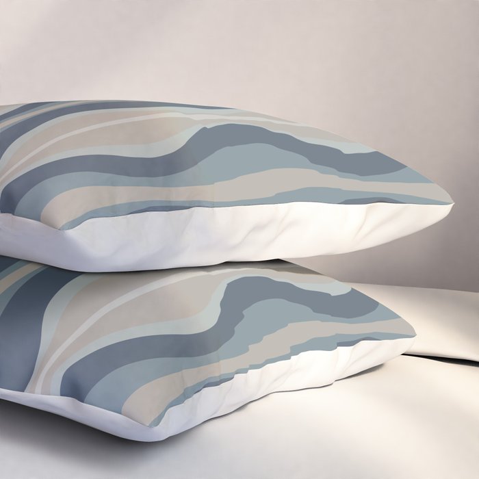 Mid Century Modern Hourglass Abstract Pattern in Neutral Blue Gray   Pillow Sham Gallery Image 3