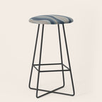 Mid Century Modern Hourglass Abstract Pattern in Neutral Blue Gray   Stool Gallery Image 1
