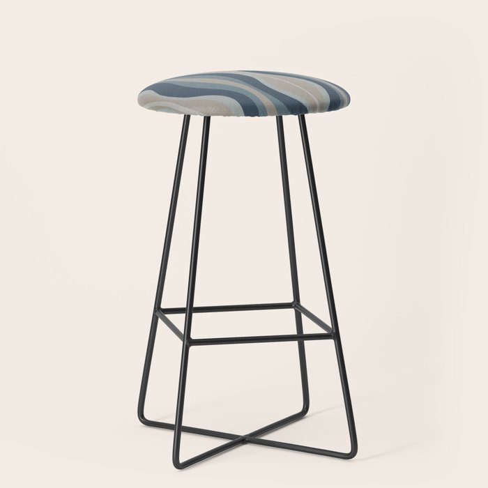 Mid Century Modern Hourglass Abstract Pattern in Neutral Blue Gray   Stool Gallery Image 1
