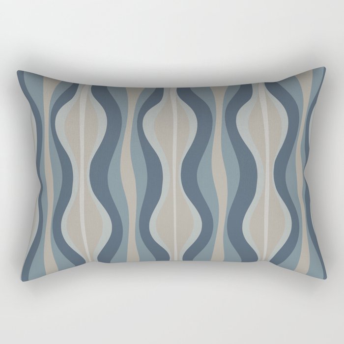Mid Century Modern Hourglass Abstract Pattern in Neutral Blue Gray   Rectangular Pillow Gallery Image 1