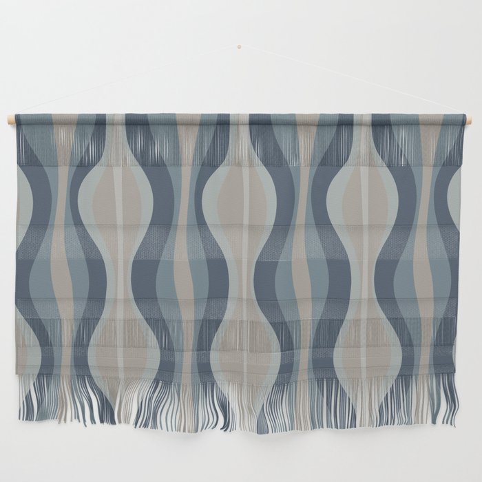 Mid Century Modern Hourglass Abstract Pattern in Neutral Blue Gray   Wall Hanging Gallery Image 1