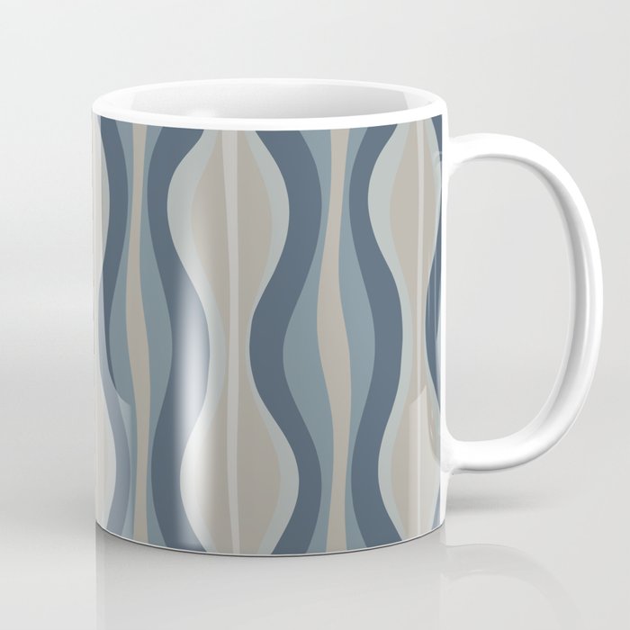 Mid Century Modern Hourglass Abstract Pattern in Neutral Blue Gray   Coffee Mug Gallery Image 1