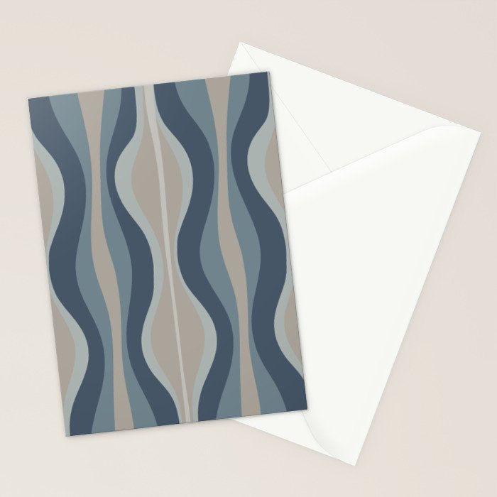 Mid Century Modern Hourglass Abstract Pattern in Neutral Blue Gray   Stationery Card Gallery Image 2