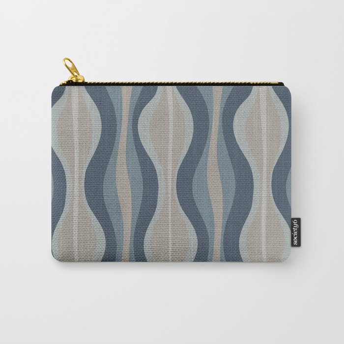 Mid Century Modern Hourglass Abstract Pattern in Neutral Blue Gray   Carry All Pouch Gallery Image 1