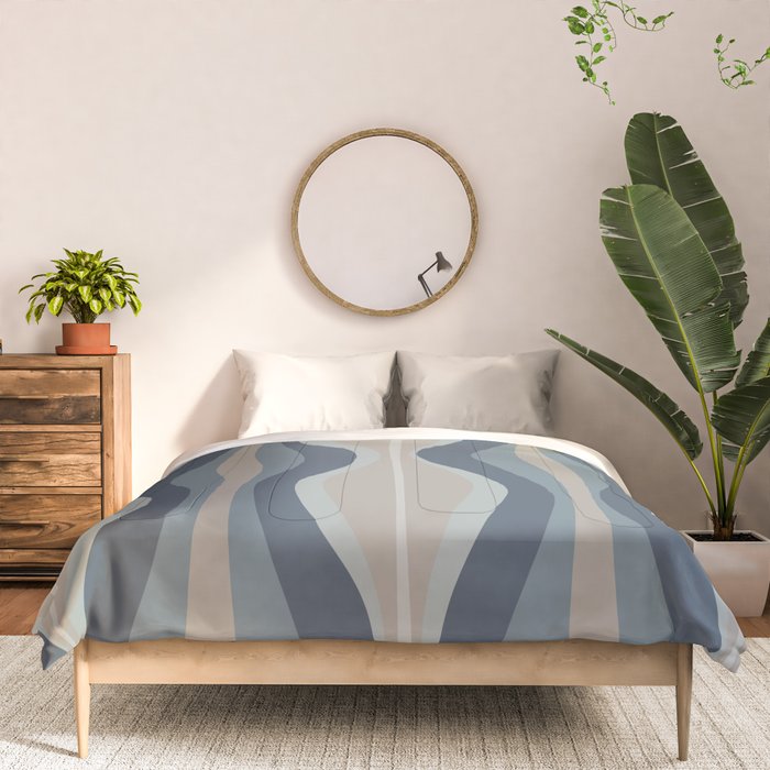 Mid Century Modern Hourglass Abstract Pattern in Neutral Blue Gray   Comforter Gallery Image 3