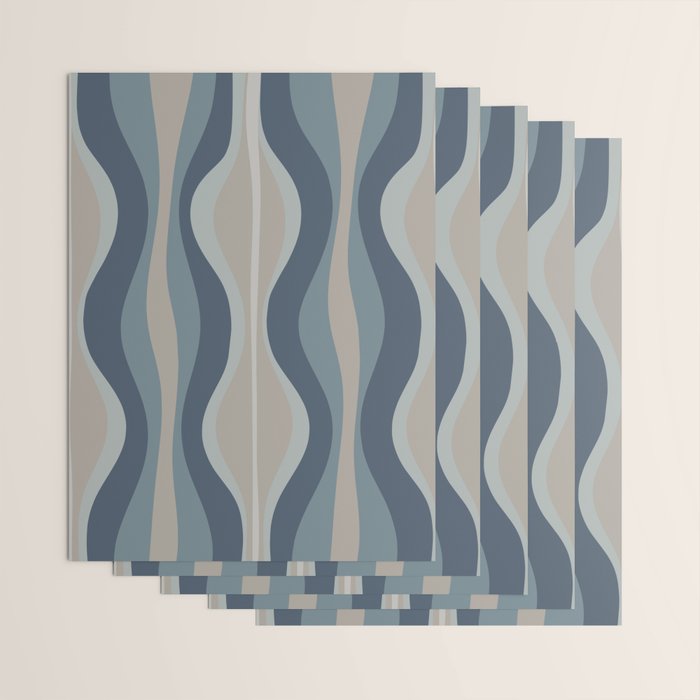 Mid Century Modern Hourglass Abstract Pattern in Neutral Blue Gray   Wrapping Paper Gallery Image 3
