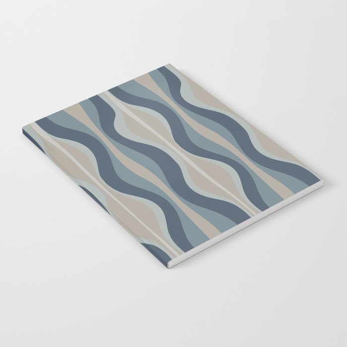 Mid Century Modern Hourglass Abstract Pattern in Neutral Blue Gray   Notebook Gallery Image 2