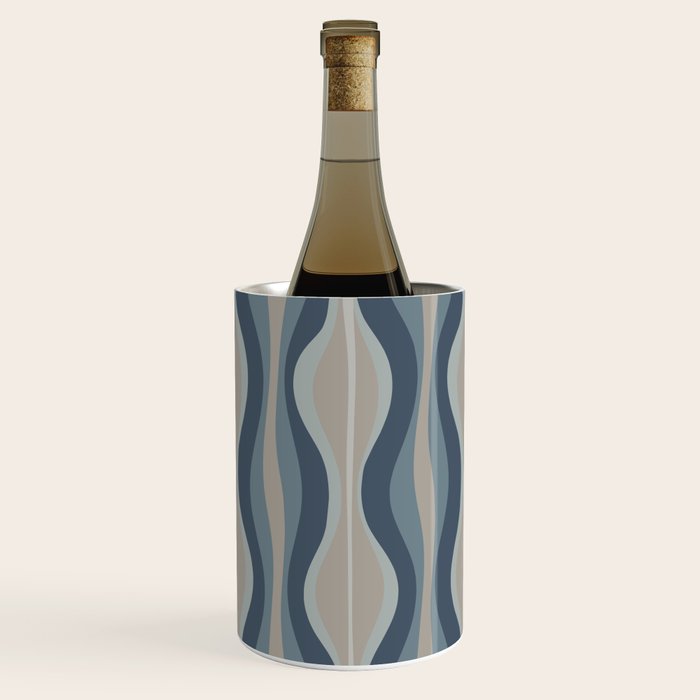 Mid Century Modern Hourglass Abstract Pattern in Neutral Blue Gray   Wine Chiller Gallery Image 1