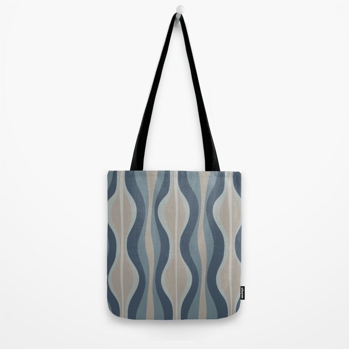 Mid Century Modern Hourglass Abstract Pattern in Neutral Blue Gray   Tote Bag Gallery Image 2