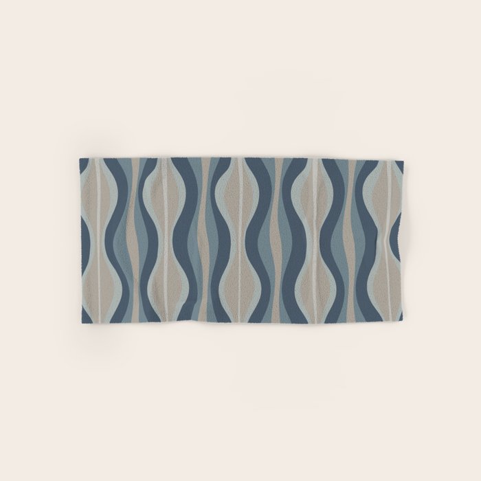 Mid Century Modern Hourglass Abstract Pattern in Neutral Blue Gray   Bath Towel Gallery Image 1