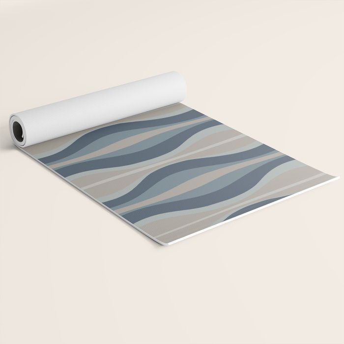 Mid Century Modern Hourglass Abstract Pattern in Neutral Blue Gray   Yoga Mat Gallery Image 2