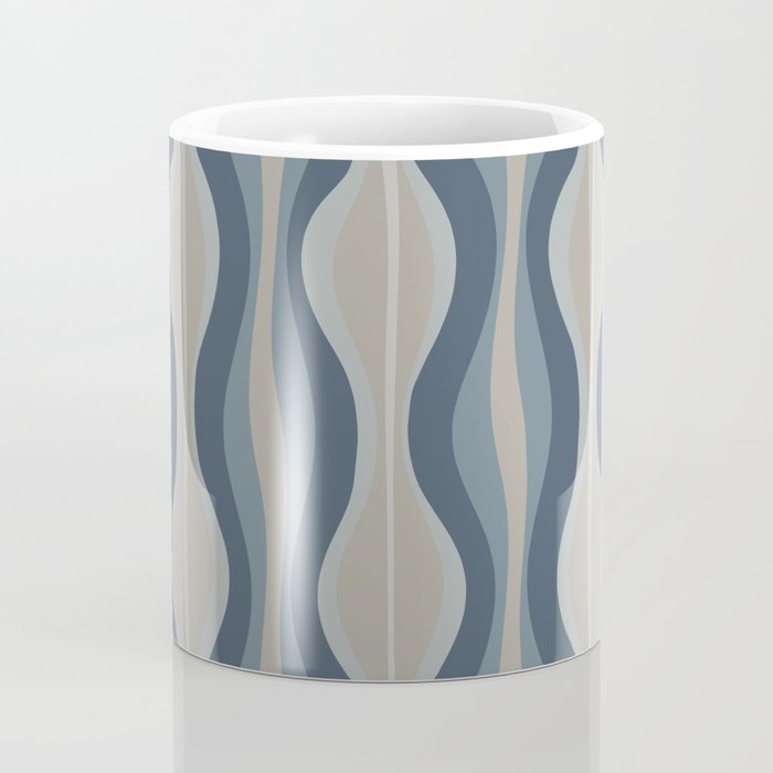 Mid Century Modern Hourglass Abstract Pattern in Neutral Blue Gray   Coffee Mug Gallery Image 4