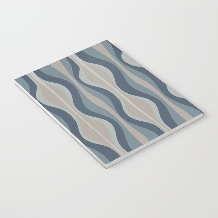 Mid Century Modern Hourglass Abstract Pattern in Neutral Blue Gray   Notebook Gallery Image 3
