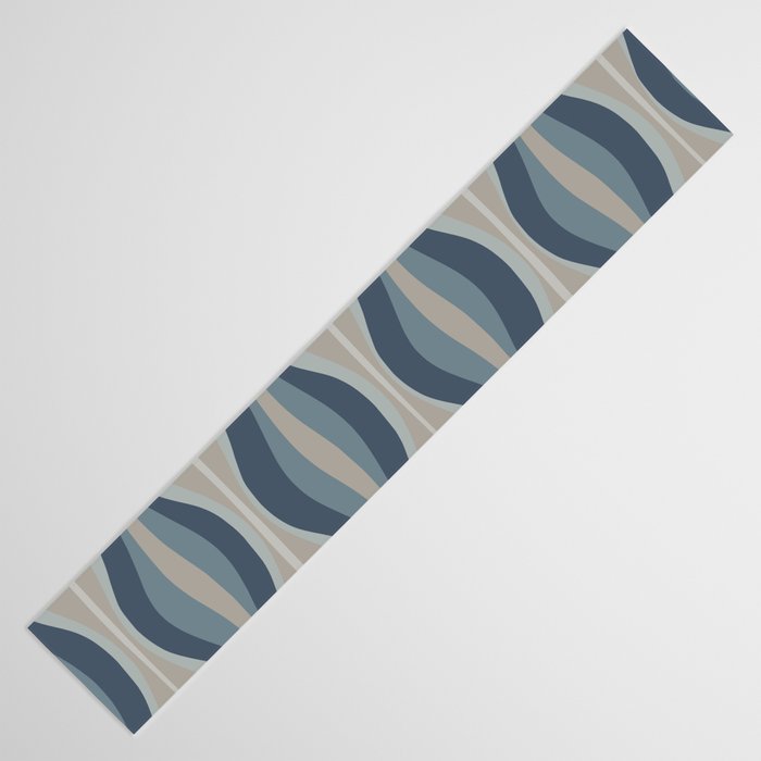 Mid Century Modern Hourglass Abstract Pattern in Neutral Blue Gray   Table Runner Gallery Image 3