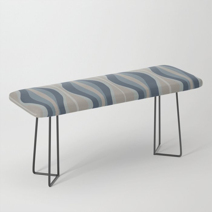 Mid Century Modern Hourglass Abstract Pattern in Neutral Blue Gray   Bench Gallery Image 1