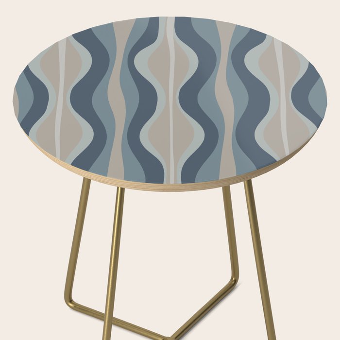 Mid Century Modern Hourglass Abstract Pattern in Neutral Blue Gray   Side Table Gallery Image 2