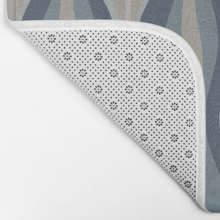 Mid Century Modern Hourglass Abstract Pattern in Neutral Blue Gray   Bath Mat Gallery Image 2
