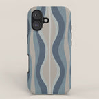Mid Century Modern Hourglass Abstract Pattern in Neutral Blue Gray   iPhone Case Gallery Image 1