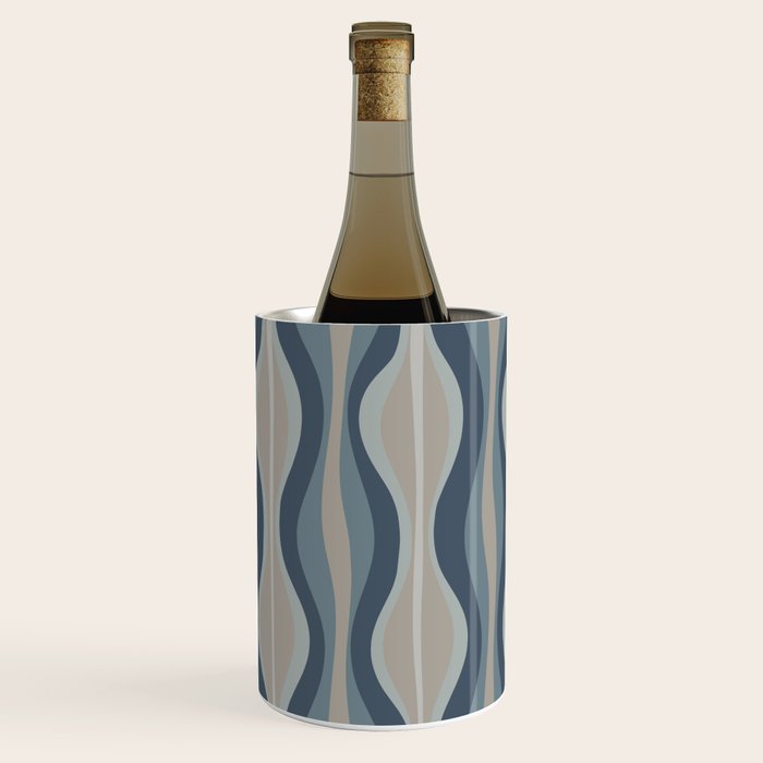 Mid Century Modern Hourglass Abstract Pattern in Neutral Blue Gray   Wine Chiller Gallery Image 2