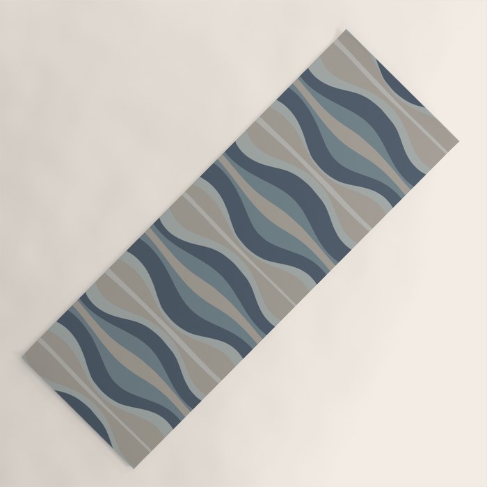 Mid Century Modern Hourglass Abstract Pattern in Neutral Blue Gray   Yoga Mat Gallery Image 1