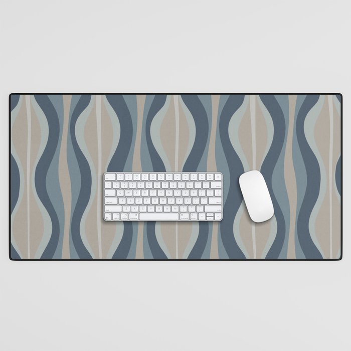 Mid Century Modern Hourglass Abstract Pattern in Neutral Blue Gray   Desk Mat Gallery Image 1