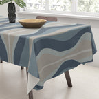 Mid Century Modern Hourglass Abstract Pattern in Neutral Blue Gray   Tablecloth Gallery Image 3
