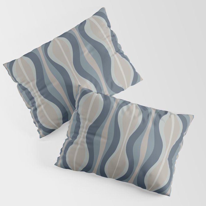 Mid Century Modern Hourglass Abstract Pattern in Neutral Blue Gray   Pillow Sham Gallery Image 3
