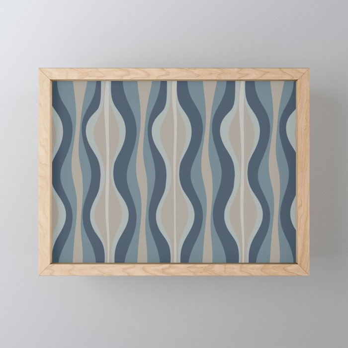 Mid Century Modern Hourglass Abstract Pattern in Neutral Blue Gray   Mini Art Print Gallery Image 1