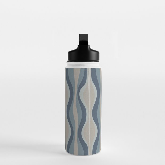 Mid Century Modern Hourglass Abstract Pattern in Neutral Blue Gray   Water Bottle Gallery Image 3