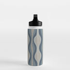 Mid Century Modern Hourglass Abstract Pattern in Neutral Blue Gray   Water Bottle Gallery Image 3