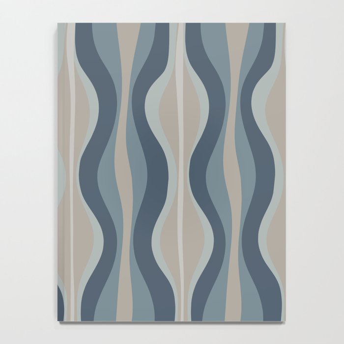 Mid Century Modern Hourglass Abstract Pattern in Neutral Blue Gray   Notebook Gallery Image 4