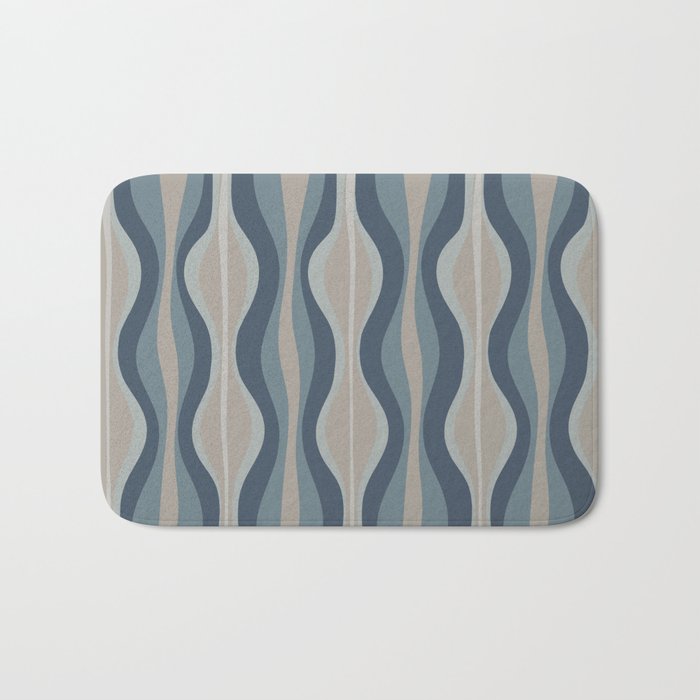 Mid Century Modern Hourglass Abstract Pattern in Neutral Blue Gray   Bath Mat Gallery Image 1