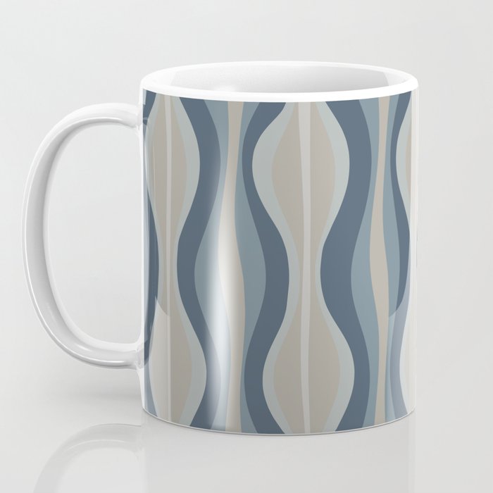 Mid Century Modern Hourglass Abstract Pattern in Neutral Blue Gray   Coffee Mug Gallery Image 3