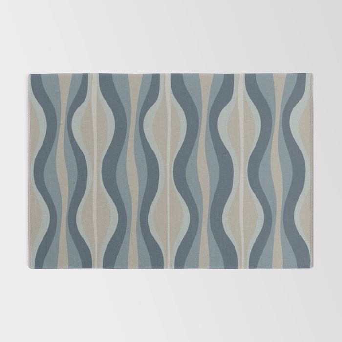 Mid Century Modern Hourglass Abstract Pattern in Neutral Blue Gray   Rug Gallery Image 2