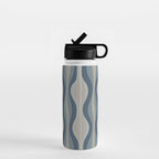 Mid Century Modern Hourglass Abstract Pattern in Neutral Blue Gray   Water Bottle Gallery Image 1