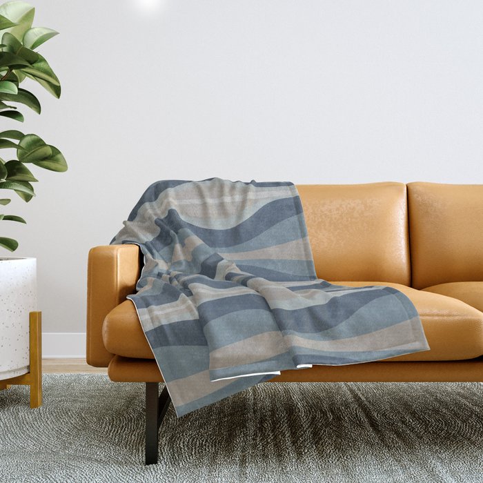 Mid Century Modern Hourglass Abstract Pattern in Neutral Blue Gray   Throw Blanket Gallery Image 1