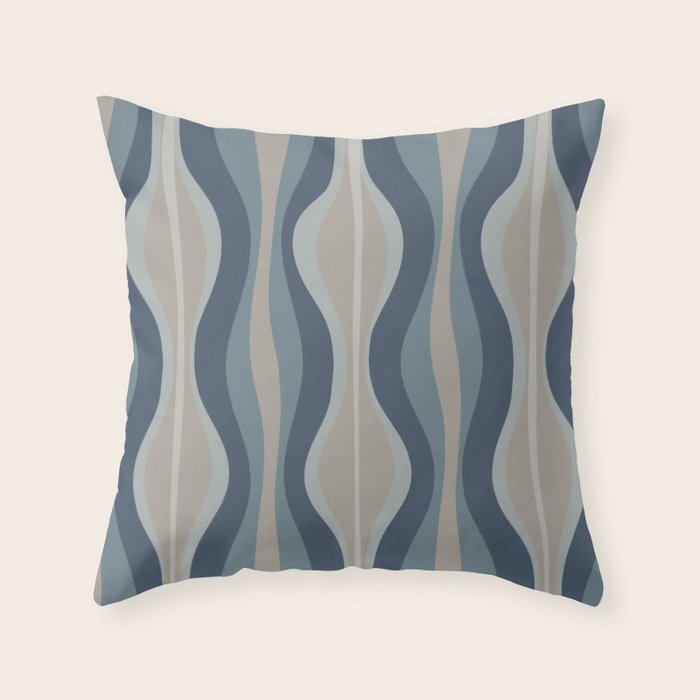 Mid Century Modern Hourglass Abstract Pattern in Neutral Blue Gray   Throw Pillow Gallery Image 6