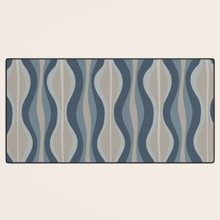 Mid Century Modern Hourglass Abstract Pattern in Neutral Blue Gray   Desk Mat Gallery Image 3