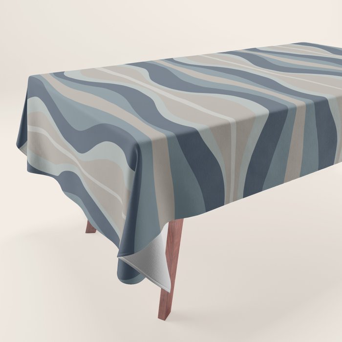 Mid Century Modern Hourglass Abstract Pattern in Neutral Blue Gray   Tablecloth Gallery Image 1