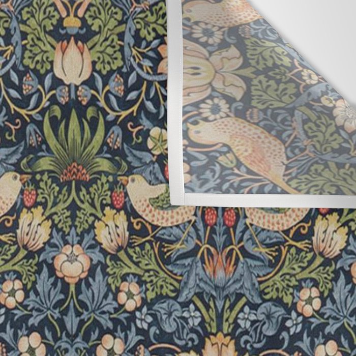 William Morris Vintage Strawberry Thief Tudor Blue Wall Tapestry Gallery Image 3