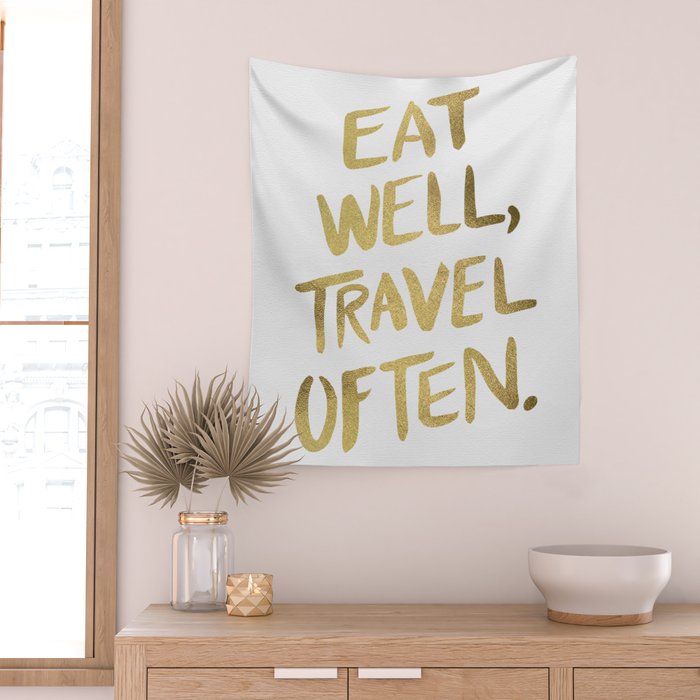 Eat Well Travel Often on Gold Wall Tapestry Gallery Image 2