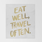 Eat Well Travel Often on Gold Throw Blanket Gallery Image 2