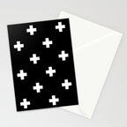 Swiss cross pattern white on black Stationery Card Gallery Image 2