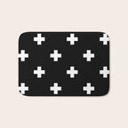 Swiss cross pattern white on black Bath Mat Gallery Image 1