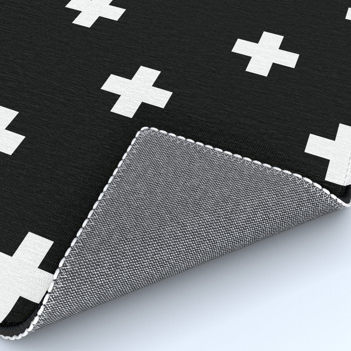Swiss cross pattern white on black Rug Gallery Image 4