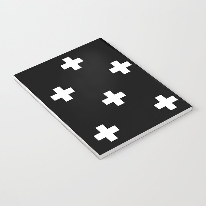 Swiss cross pattern white on black Notebook Gallery Image 3