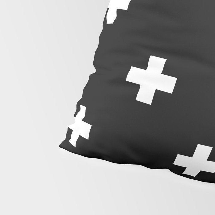 Swiss cross pattern white on black Pillow Sham Gallery Image 4