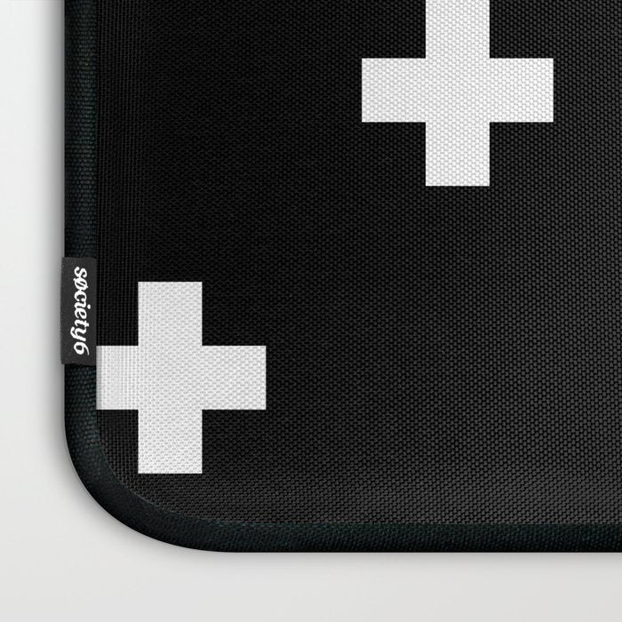 Swiss cross pattern white on black Laptop Sleeve Gallery Image 3