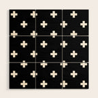 Swiss cross pattern white on black Wood Wall Art Gallery Image 1