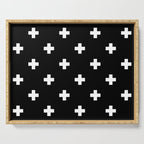 Swiss cross pattern white on black Serving Tray Gallery Image 1